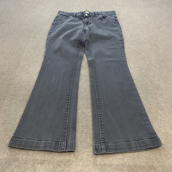 VTG Y2K GAP Long & Lean Jeans Womens 10 Bootcut Stretch Flare Denim Faded Black - Picture 3 of 11